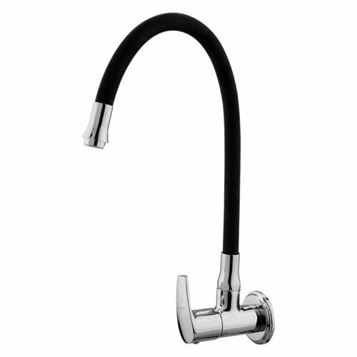 Flexi Sink Cock with Swinging Spout and Wall Flange Chrome